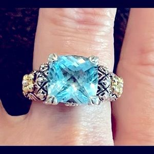 Barbara Bixby Blue Topaz 925, 18k gold ring